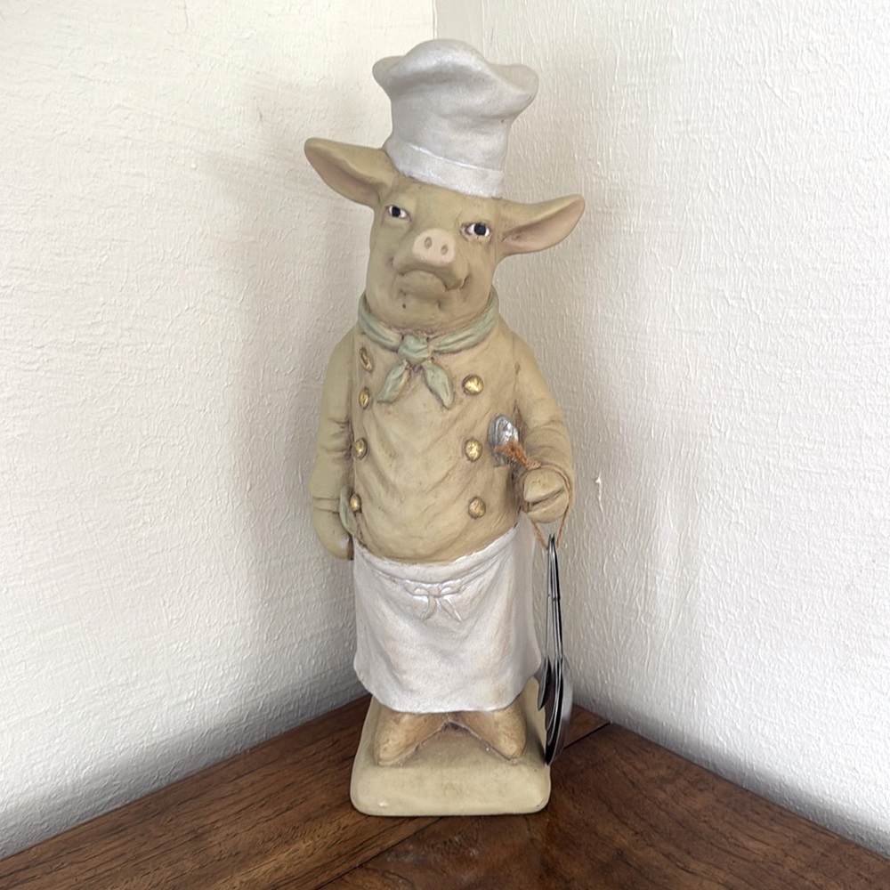 French Kitchen Pig Chef Statue Whimsical Vintage House Parts Inc. 15" Figurine